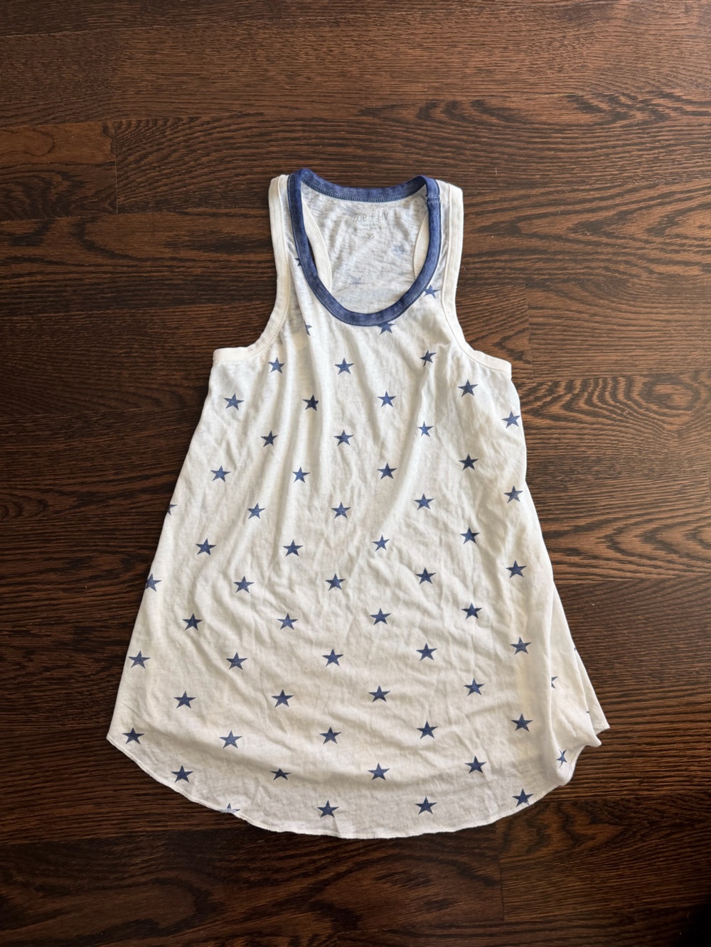 Zoe + Liv Racerback White Tank with Navy Stars and Trim New With Tags Size XS